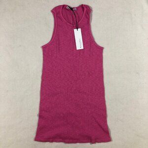 NEW Michael Stars OS Womens Alana Halter Racerback Tank Top Rhodes Rib Pink $72